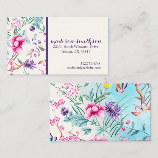 Chinoiserie Floral Pattern Visitekaartje (Voorkant / Achterkant)