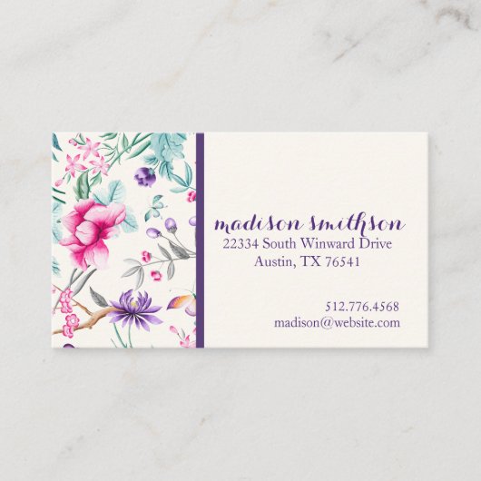 Chinoiserie Floral Pattern Visitekaartje (Voorkant)