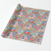 Chinoiserie Floral Pattern Wrapping Paper Cadeaupapier (Uitgerold)