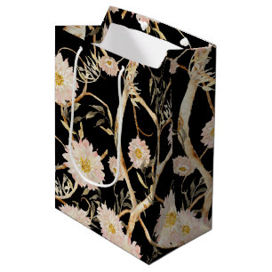 Chinoiserie Floral Peony Waterverf Black in roze Medium Cadeauzakje
