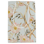 Chinoiserie Floral Peony Waterverf Dusty Blue Medium Cadeauzakje (Voorkant)