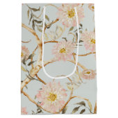 Chinoiserie Floral Peony Waterverf Dusty Blue Medium Cadeauzakje (Achterkant)