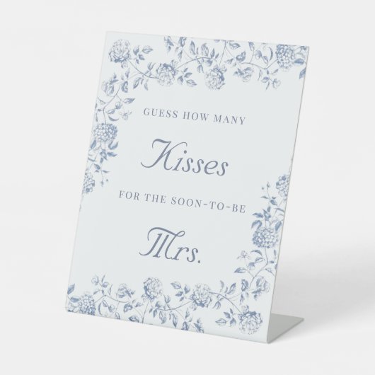 Chinoiserie Floral Raad eens hoeveel kussen Reclamebord Met Voetstuk (Voorkant)