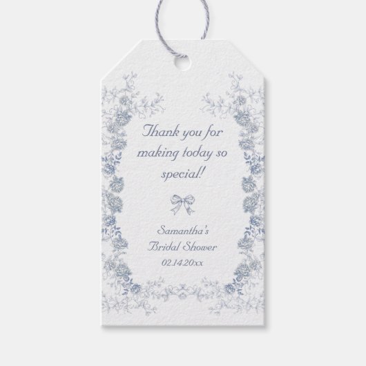 Chinoiserie Floral Something Blue Vrijgezellenfees Cadeaulabel (Voorkant)
