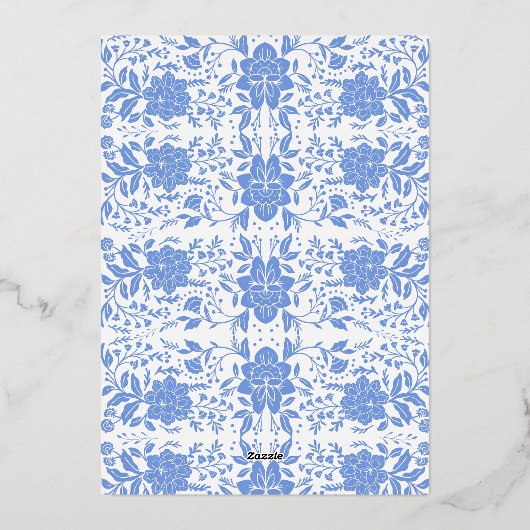 Chinoiserie Floral Something Blue Vrijgezellenfees Folie Uitnodiging (Achterkant)