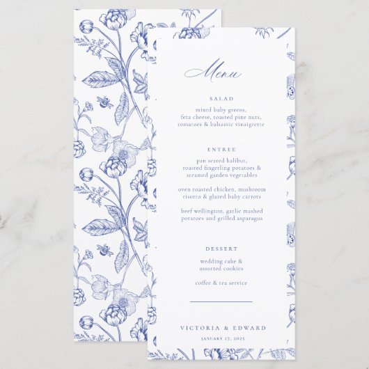 Chinoiserie Floral Wedding Menu (Voorkant / Achterkant)