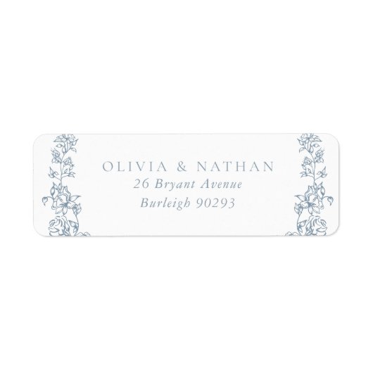  Chinoiserie Floral Wedding Return Adres Etiket (Voorkant)