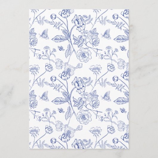 Chinoiserie Floral Wedding Table Number Card Menu (Achterkant)