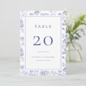 Chinoiserie Floral Wedding Table Number Card Menu (Staand voorkant)