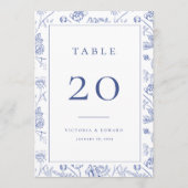 Chinoiserie Floral Wedding Table Number Card Menu (Voorkant)