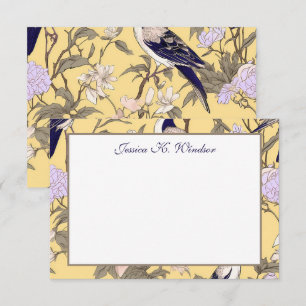Chinoiserie Floral Yellow Egret gepersonaliseerd Bedankkaart