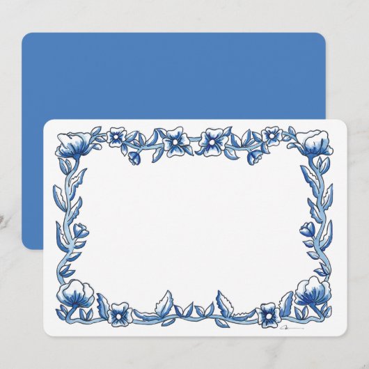 Chinoiserie Flower Border Bedankkaart (Voorkant / Achterkant)