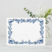 Chinoiserie Flower Border Bedankkaart (Staand voorkant)