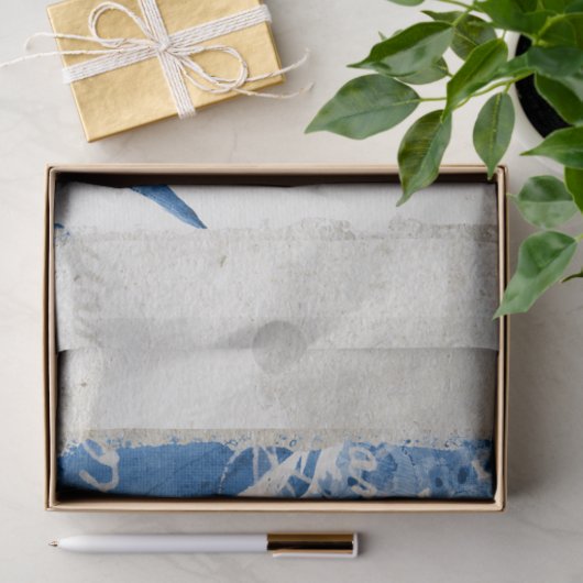 Chinoiserie Flower Foliage Blue White Decoupage Tissuepapier (Geschenk)