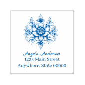 Chinoiserie Flower Return-adres Zelfinktende Stempel (Design)