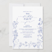 Chinoiserie Frans Blauw Bloemen 50ste Verjaardag Kaart (Voorkant)