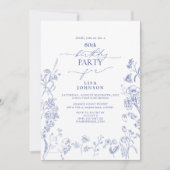 Chinoiserie Frans Blauw Bloemen 60ste Verjaardag Kaart (Voorkant)