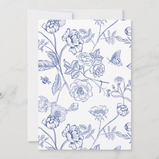 Chinoiserie Frans Blauw Bloemen 60ste Verjaardag Kaart (Achterkant)