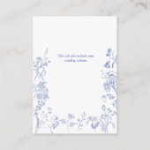 Chinoiserie Frans Blauw Bloemen Bruiloft Details Informatiekaartje (Achterkant)