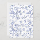 Chinoiserie Frans Blauw Script 60ste Verjaardagsfe Kaart (Achterkant)