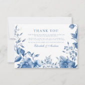 Chinoiserie Frans Blauw Victoriaans Bloemen Bruilo Bedankkaart (Voorkant)