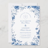 Chinoiserie Frans Blauw Victoriaans Bloemen Bruilo Kaart (Voorkant)