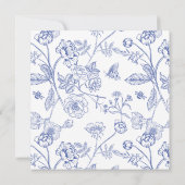 Chinoiserie Frans Blauw Victoriaans Bloemen Bruilo Kaart (Achterkant)
