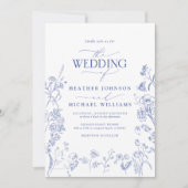 Chinoiserie Frans Blauw Victoriaans Bloemen Bruilo Kaart (Voorkant)