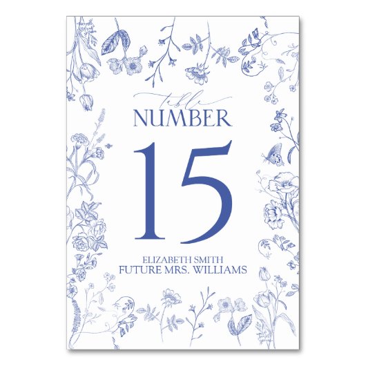 Chinoiserie Frans Blauw Victoriaans Bloemen Kaart (Voorkant)