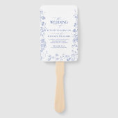 Chinoiserie Frans Blauw Victoriaans huwelijksprogr Handwaaier (Voorkant)