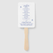 Chinoiserie Frans Blauw Victoriaans huwelijksprogr Handwaaier (Achterkant)