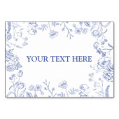 Chinoiserie Frans Blauw Victoriaans Voedsel Plaats Kaart (Voorkant)