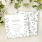 Chinoiserie Franse Groene Victoriaans Bloemen Huwe Kaart