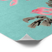 Chinoiserie Freehand Waterverf Floral Lotus Poster (Hoek)