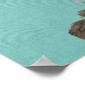 Chinoiserie Freehand Waterverf Lotus Flower Green Poster (Hoek)