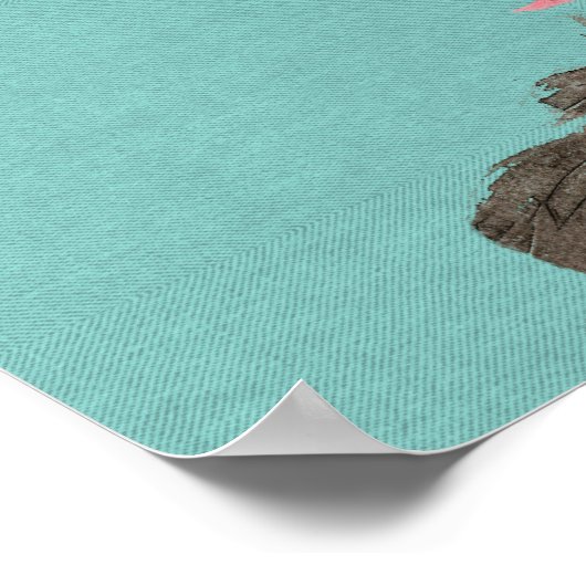 Chinoiserie Freehand Waterverf Lotus Flower Green Poster (Hoek)