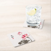 Chinoiserie Freehand Waterverf Lotus Flowers Kartonnen Onderzetters (Insitu)