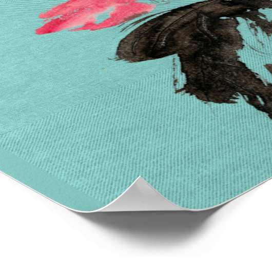 Chinoiserie Freehand Waterverf Lotus Flowers Pos Poster (Hoek)