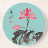 Chinoiserie Freehand Waterverf Lotus Flowers Zandsteen Onderzetter (Voorkant)