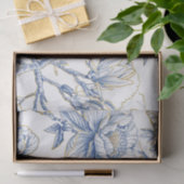 Chinoiserie French-Toile Bird in Blue and Gold Tissuepapier (Geschenk)