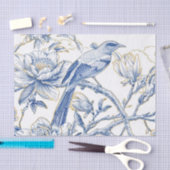 Chinoiserie French-Toile Bird in Blue and Gold Tissuepapier (Craft)