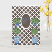 Chinoiserie Garden Topiary Ginger Jar Jars Card Kaart (Gele Bloem)
