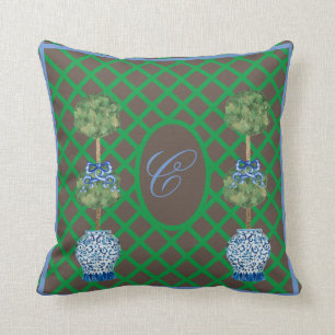 Chinoiserie Garden Topiary Ginger Jar Jars Kussen