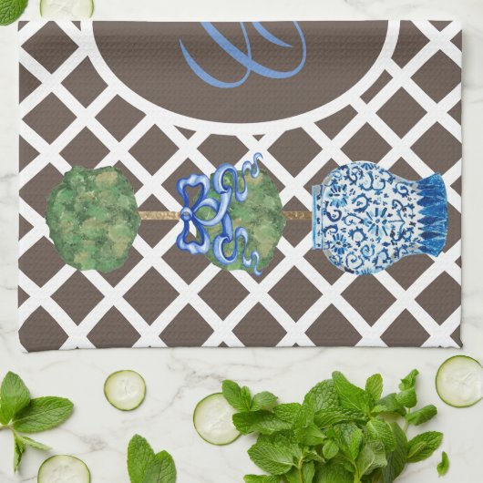 Chinoiserie Garden Topiary Ginger Jar Jars Theedoek (Gevouwen)