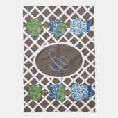 Chinoiserie Garden Topiary Ginger Jar Jars Theedoek (Verticaal)