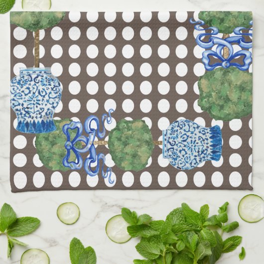 Chinoiserie Garden Topiary Ginger Jar Jars Theedoek (Gevouwen)