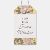 Chinoiserie Geel Bloemen Egret Cadeaulabel (Voorkant)