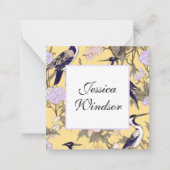 Chinoiserie Geel Bloemen Egret Gift Enclosure Notitiekaartje (Voorkant)