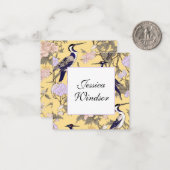 Chinoiserie Geel Bloemen Egret Gift Enclosure Notitiekaartje (Voorkant / Achterkant in situ)