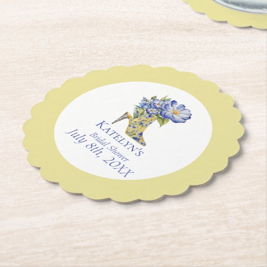 Chinoiserie geel High-Heel Shoe Vrijgezellenfeest Kartonnen Onderzetters (Gekanteld)